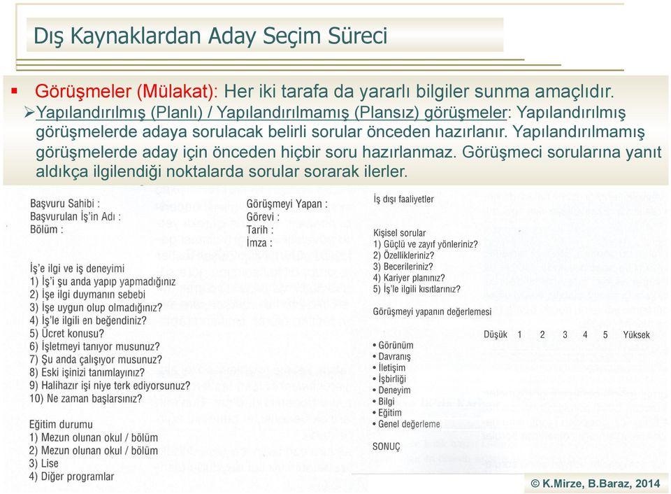 sorulacak belirli sorular önceden hazırlanır.