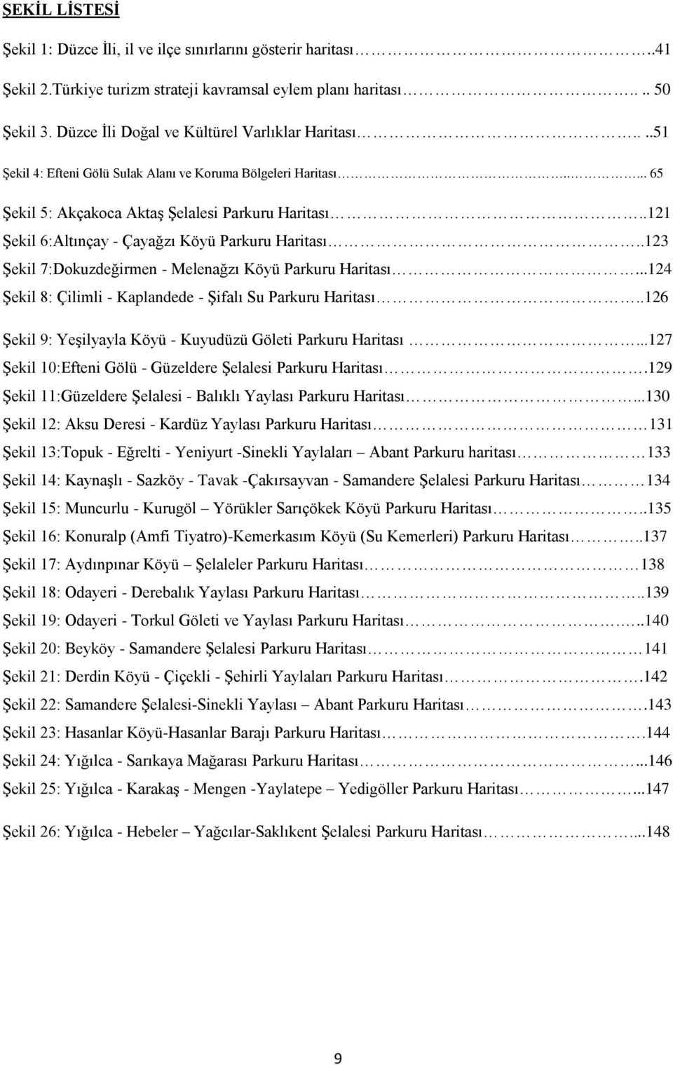 .121 Şekil 6:Altınçay - Çayağzı Köyü Parkuru Haritası..123 Şekil 7:Dokuzdeğirmen - Melenağzı Köyü Parkuru Haritası...124 Şekil 8: Çilimli - Kaplandede - Şifalı Su Parkuru Haritası.