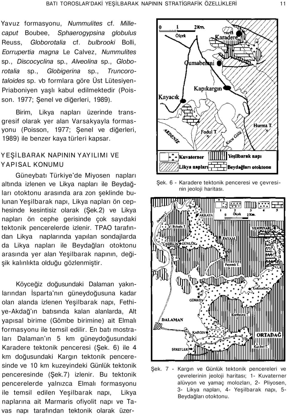 vb formlara göre Üst Lütesiyen- Priaboniyen yaşlı kabul edilmektedir (Poisson. 1977; Şenel ve diğerleri, 1989).