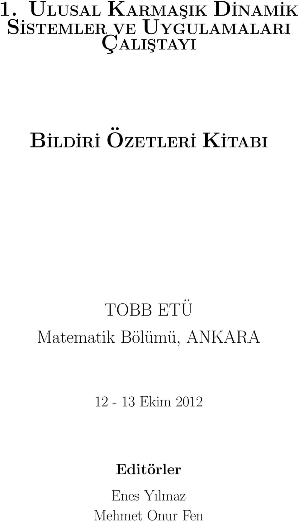 KİTABI TOBB ETÜ Matematik Bölümü, ANKARA