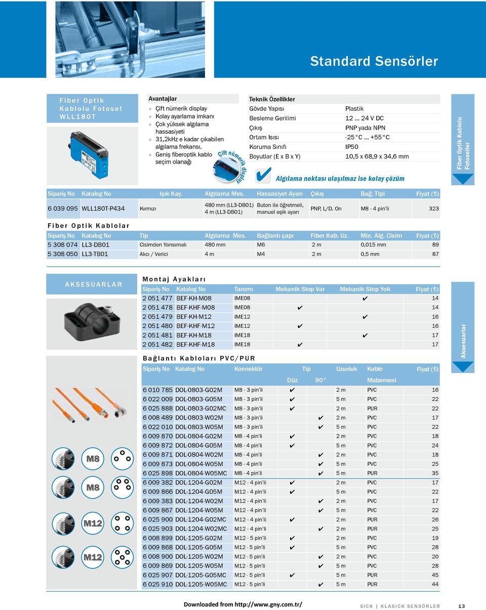 .. +55 C IP50 10,5 x 68,9 x 34,6 mm Fiber Optik Kablolu Fotoseller Algılama noktası ulaşılmaz ise kolay çözüm Sipariş No Katalog No Işık Kay. Algılama Mes. Hassasiyet Ayarı Bağ.