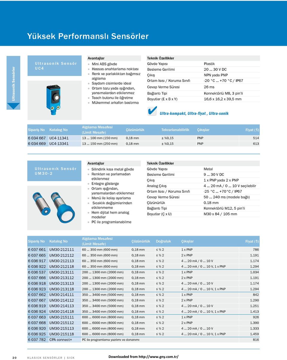 .. +70 C / IP67 26 ms Konnektörlü M8, 3 pin li 16,6 x 16,2 x 39,5 mm Ultra-kompakt, Ultra-fiyat, Ultra-sonik Sipariş No Katalog No Algılama Mesafesi (Limit Mesafe) Çözünürlük Tekrarlanabilirlik lar