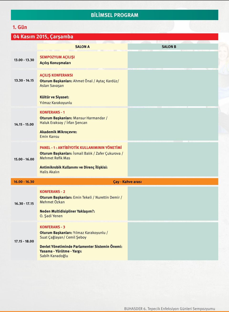 00 KONFERANS - 1 Oturum Başkanları: Mansur Harmandar / Haluk Eraksoy / İrfan Şencan Akademik Mikroçevre: Emin Kansu 15.00-16.