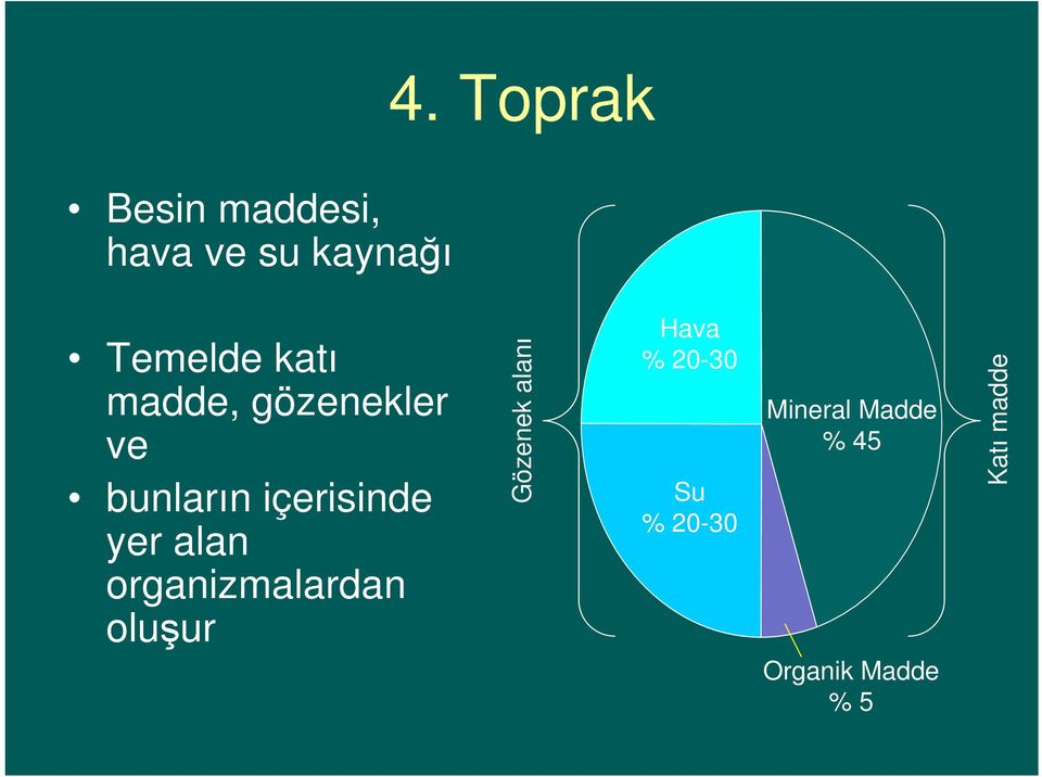 alan organizmalardan oluşur Gözenek alanı Hava %