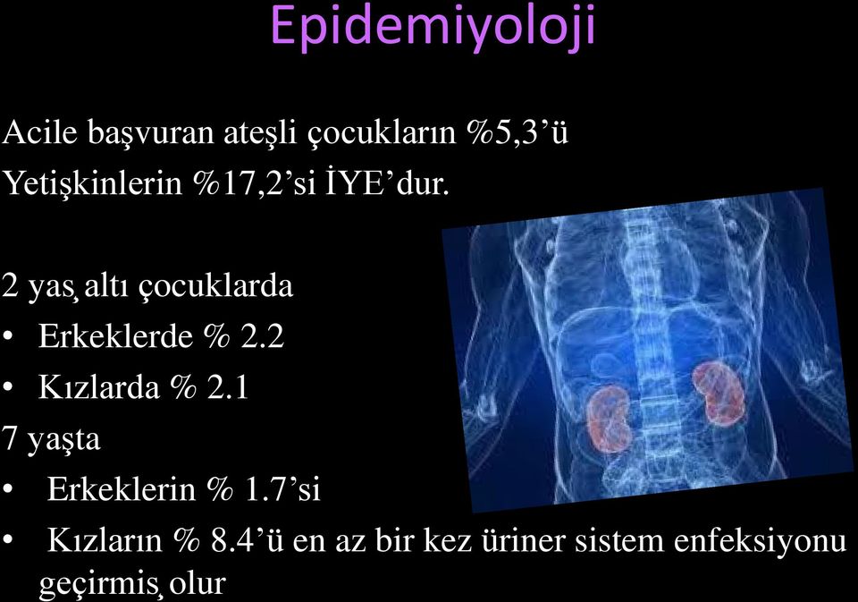 2 yas altı c ocuklarda Erkeklerde % 2.2 Kızlarda % 2.