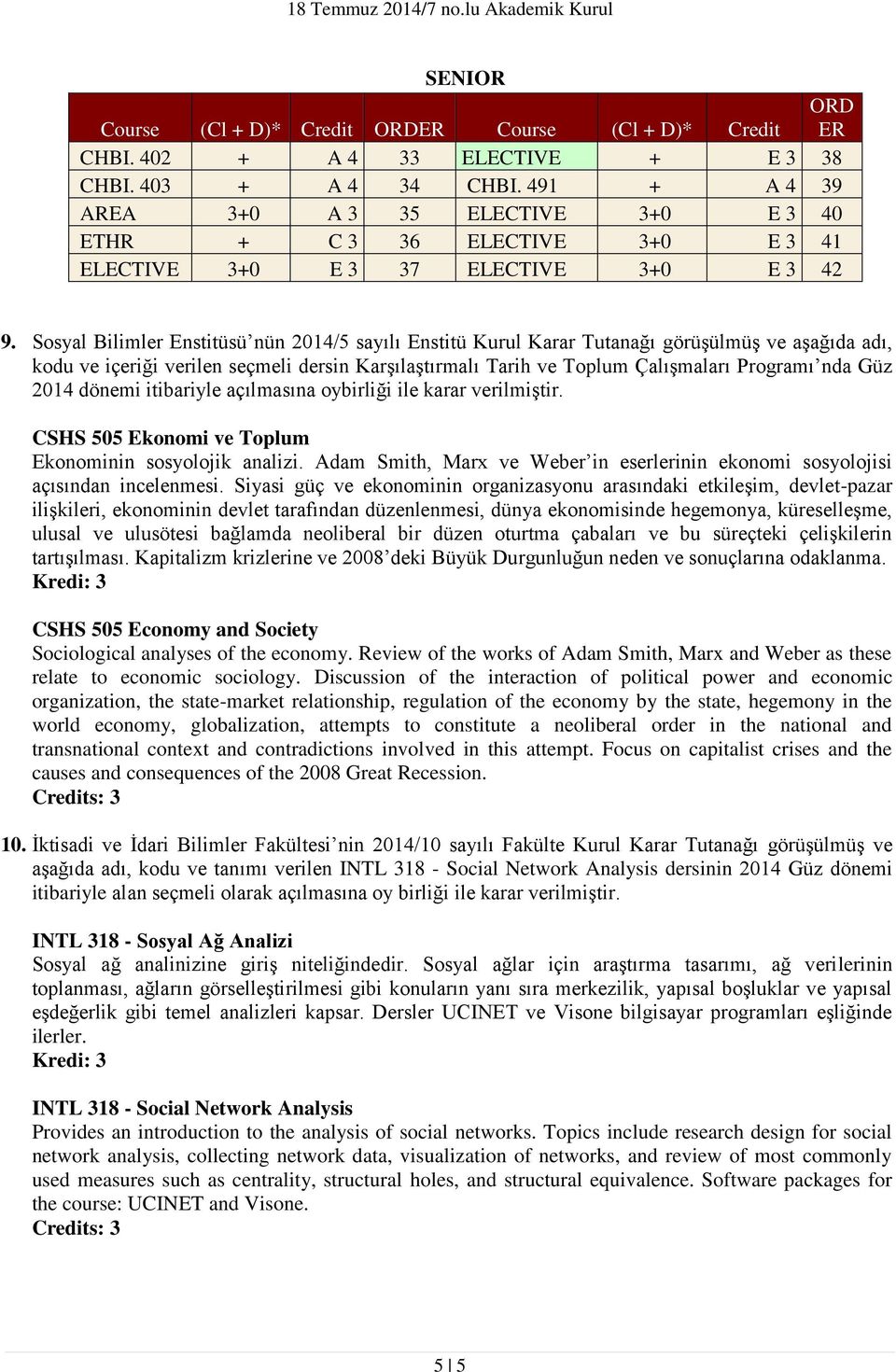 Sosyal Bilimler Enstitüsü nün 2014/5 sayılı Enstitü Kurul Karar Tutanağı görüşülmüş ve aşağıda adı, kodu ve içeriği verilen seçmeli dersin Karşılaştırmalı Tarih ve Toplum Çalışmaları Programı nda Güz