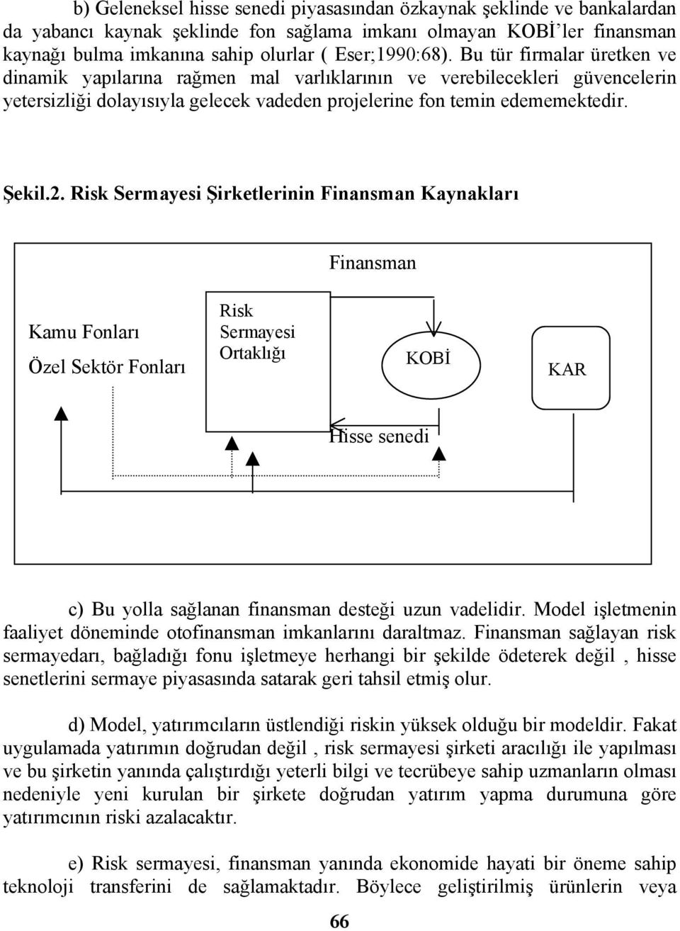 Risk Sermayesi Şirketlerinin Finansman Kaynakları Finansman Kamu Fonları Özel Sektör Fonları Risk Sermayesi Ortaklığı KOBİ KAR Hisse senedi c) Bu yolla sağlanan finansman desteği uzun vadelidir.