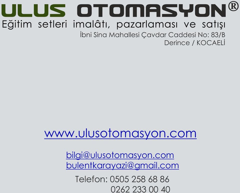 bilgi@ulusotomasyon.