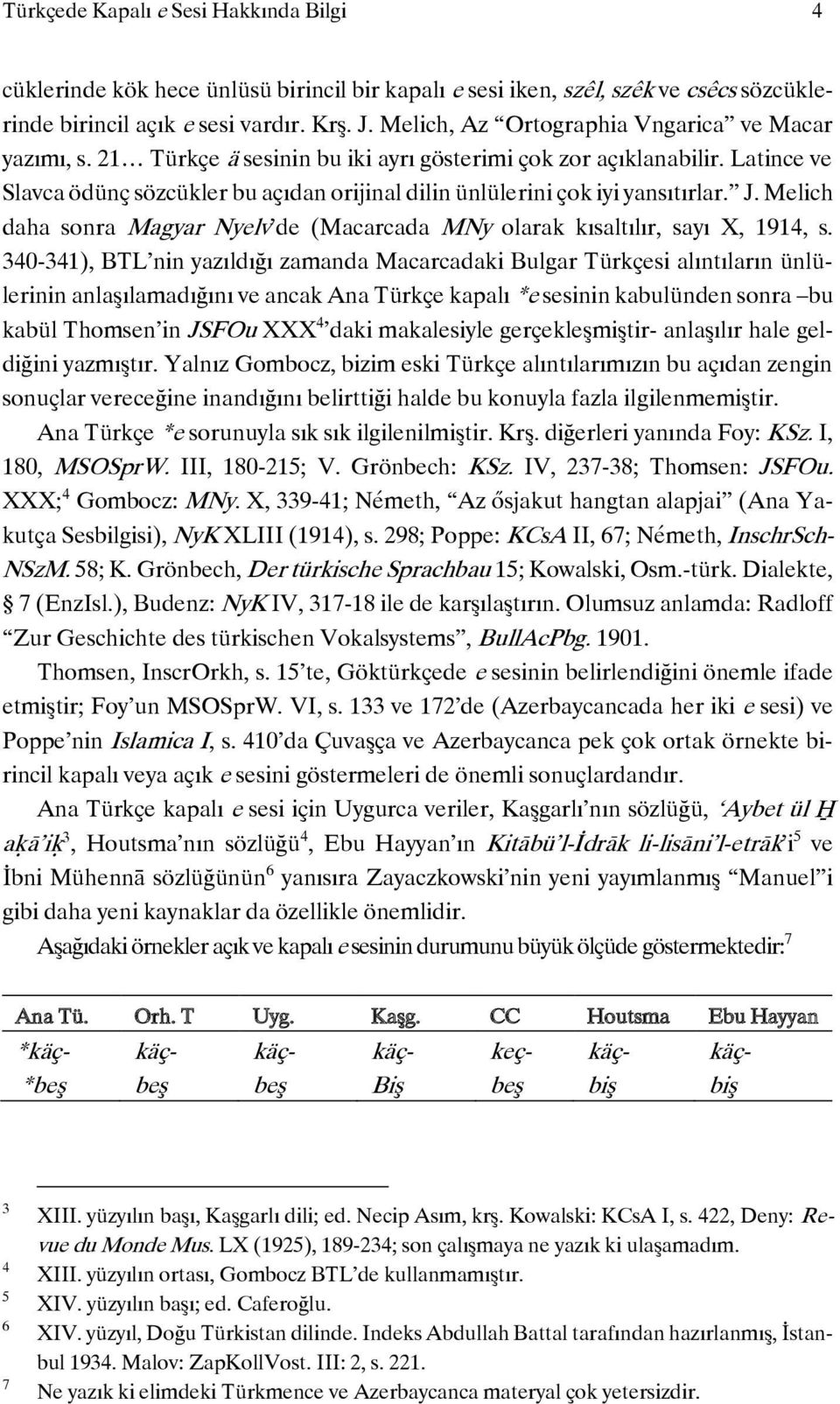 Latince ve Slavca ödünç sözcükler bu açıdan orijinal dilin ünlülerini çok iyi yansıtırlar. J. Melich daha sonra Magyar Nyelv de (Macarcada MNy olarak kısaltılır, sayı X, 1914, s.