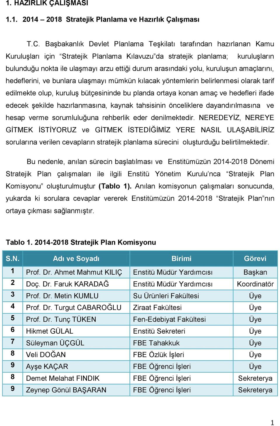 arasındaki yolu, kuruluşun amaçlarını, hedeflerini, ve bunlara ulaşmayı mümkün kılacak yöntemlerin belirlenmesi olarak tarif edilmekte olup, kuruluş bütçesininde bu planda ortaya konan amaç ve