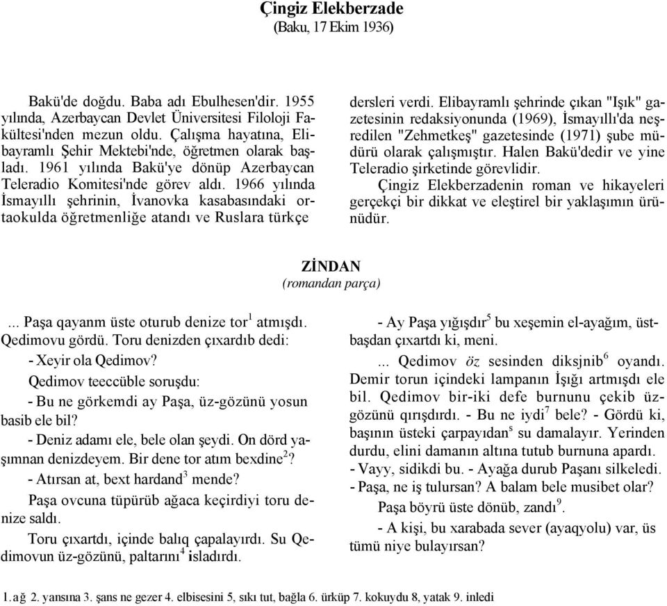 1966 yılında İsmayıllı şehrinin, İvanovka kasabasındaki ortaokulda öğretmenliğe atandı ve Ruslara türkçe dersleri verdi.