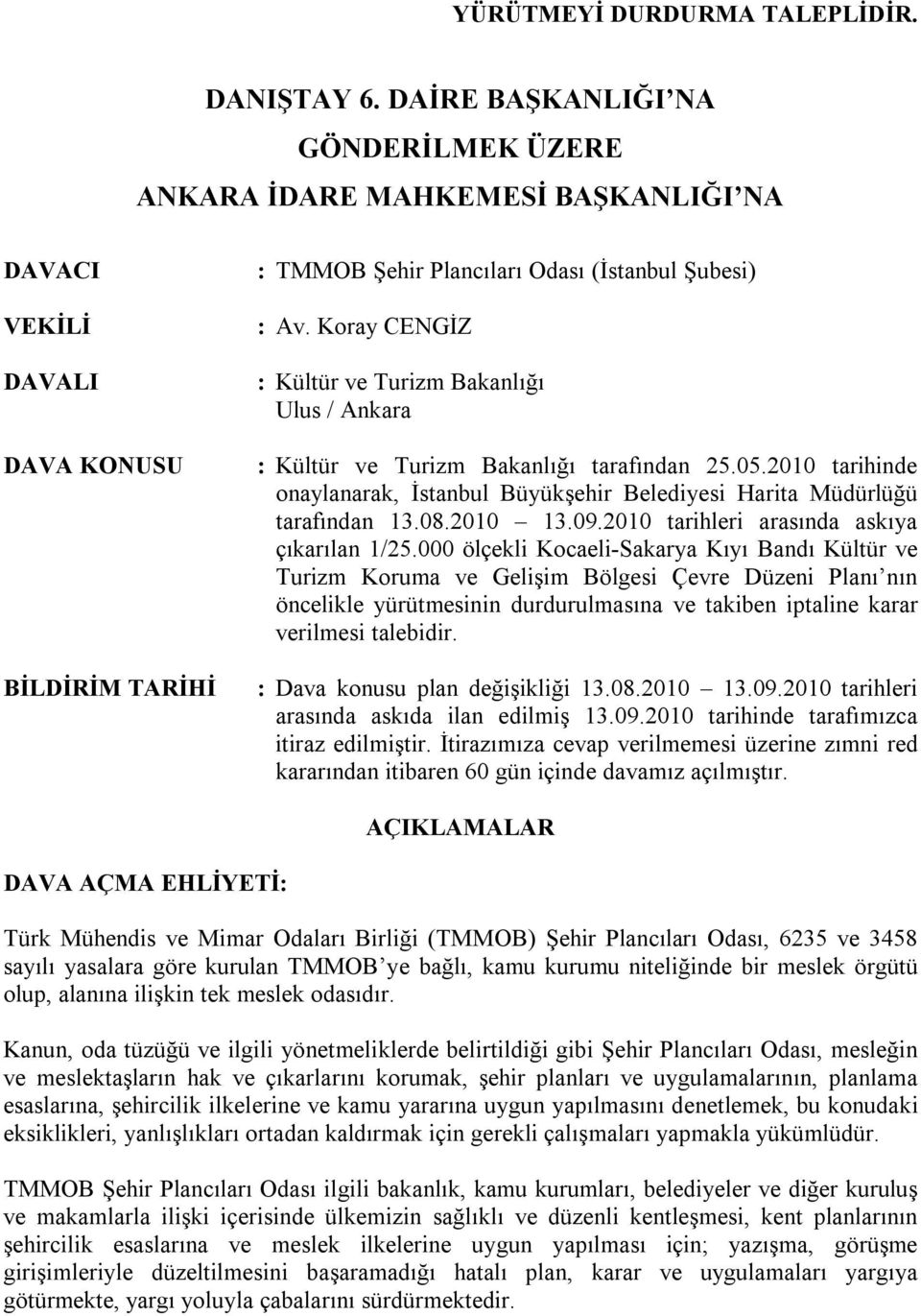 Koray CENGİZ : Kültür ve Turizm Bakanlığı Ulus / Ankara : Kültür ve Turizm Bakanlığı tarafından 25.05.2010 tarihinde onaylanarak, İstanbul Büyükşehir Belediyesi Harita Müdürlüğü tarafından 13.08.