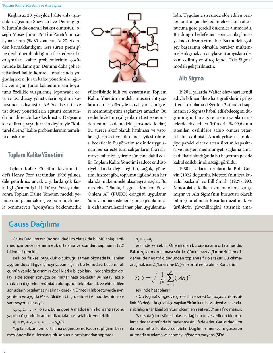 çözümünde kullanmıştır. Deming daha çok istatistiksel kalite kontrol konularında yoğunlaşırken, Juran kalite yönetimine ağırlık vermiştir.
