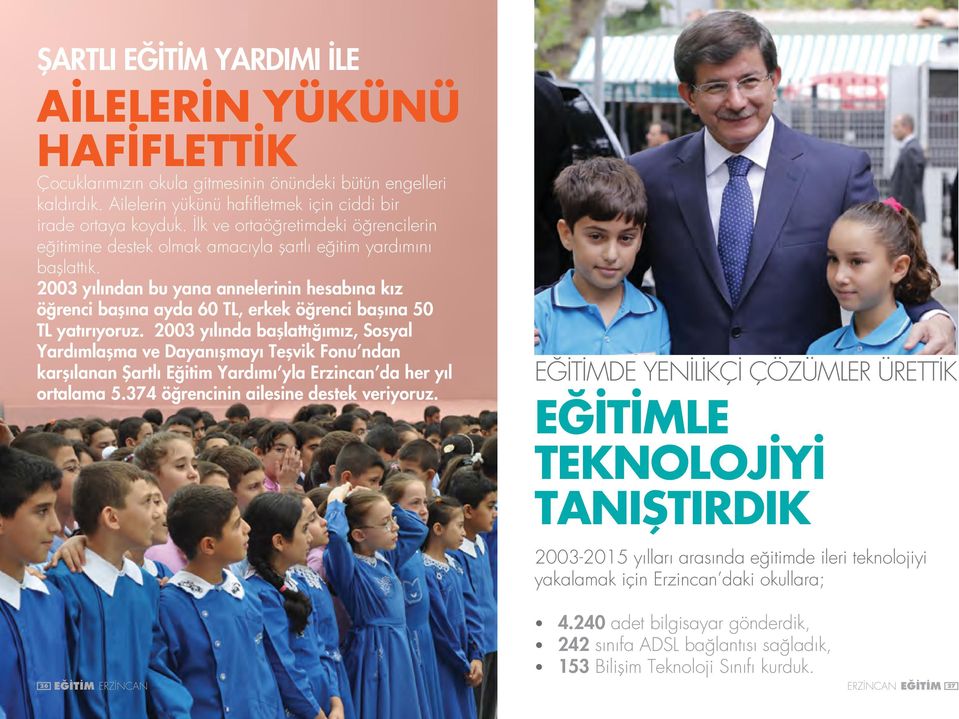 2003 yılından bu yana annelerinin hesabına kız öğrenci başına ayda 60 TL, erkek öğrenci başına 50 TL yatırıyoruz.