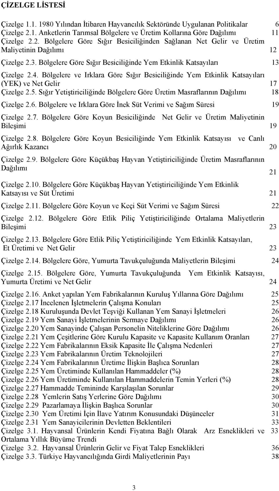 Bölgelere Göre Sığır Besiciliğinde Yem Etkinlik Katsayıları 13 Çizelge 2.4. Bölgelere ve Irklara Göre Sığır Besiciliğinde Yem Etkinlik Katsayıları (YEK) ve Net Gelir 17 Çizelge 2.5.