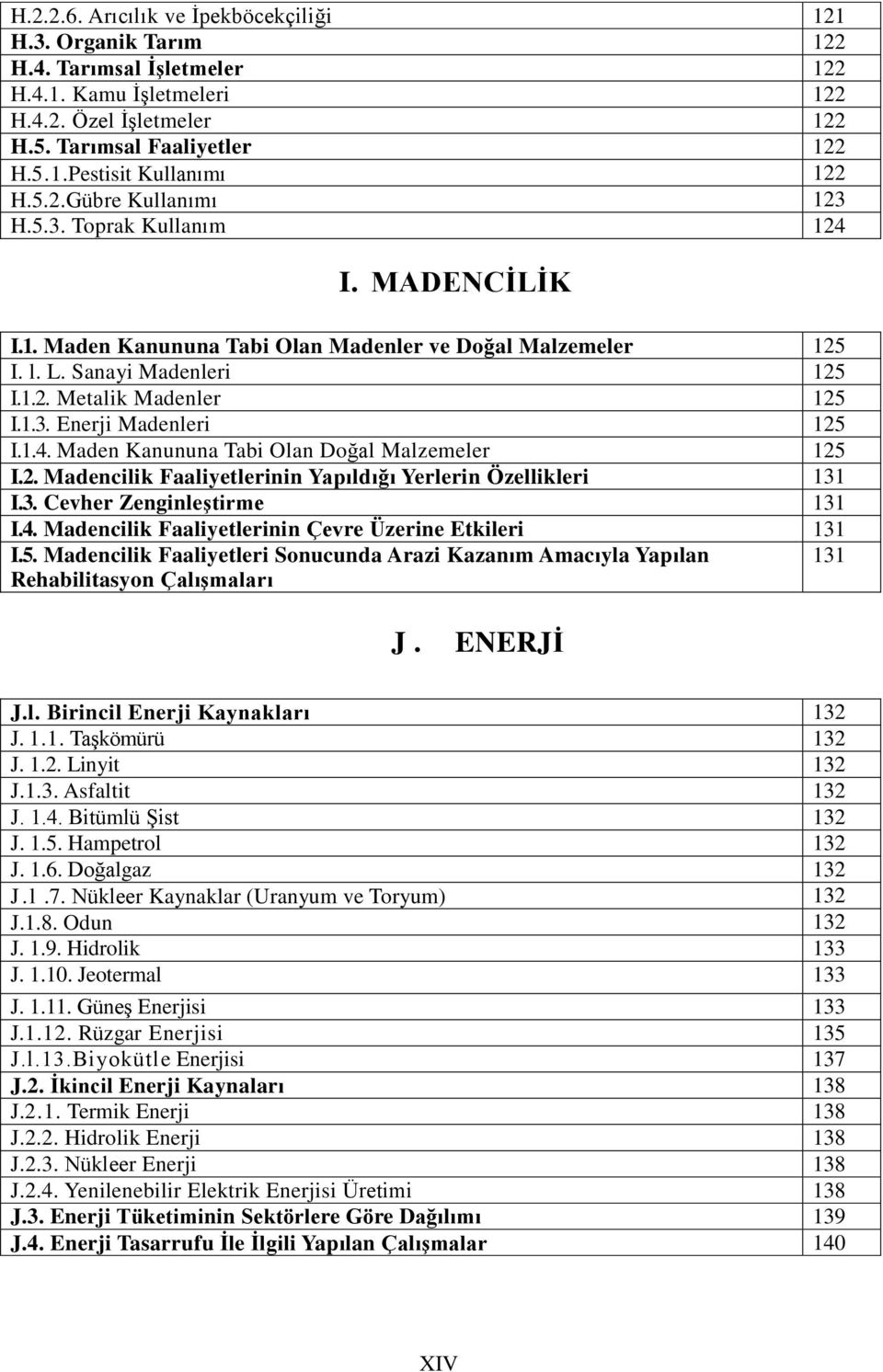 1.4. Maden Kanununa Tabi Olan Doğal Malzemeler 125 I.2. Madencilik Faaliyetlerinin Yapıldığı Yerlerin Özellikleri 131 I.3. Cevher Zenginleştirme 131 I.4. Madencilik Faaliyetlerinin Çevre Üzerine Etkileri 131 I.