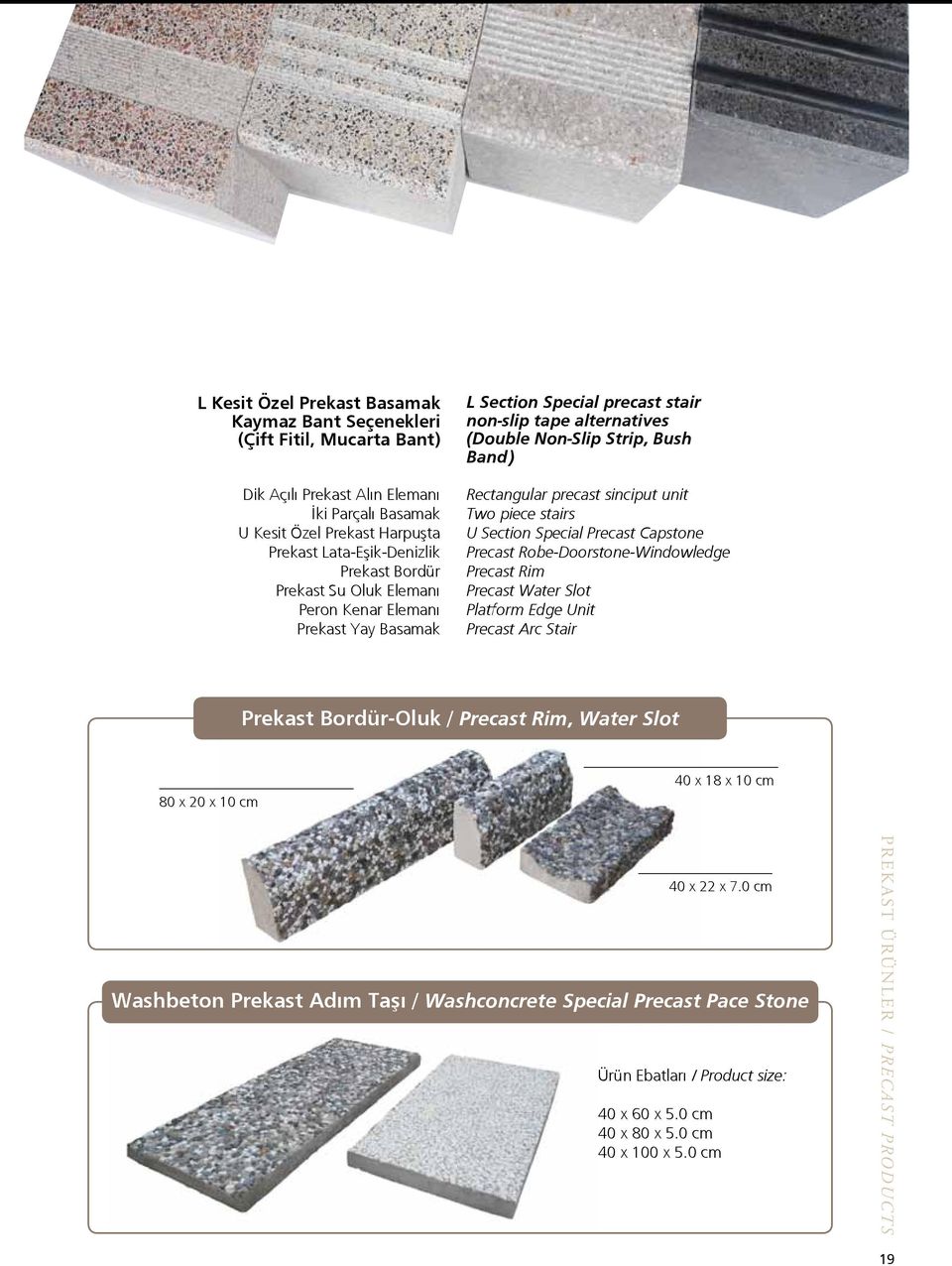 Two piece stairs U Section Special Precast Capstone Precast Robe-Doorstone-Windowledge Precast Rim Precast Water Slot Platform Edge Unit Precast Arc Stair Prekast Bordür-Oluk / Precast Rim, Water