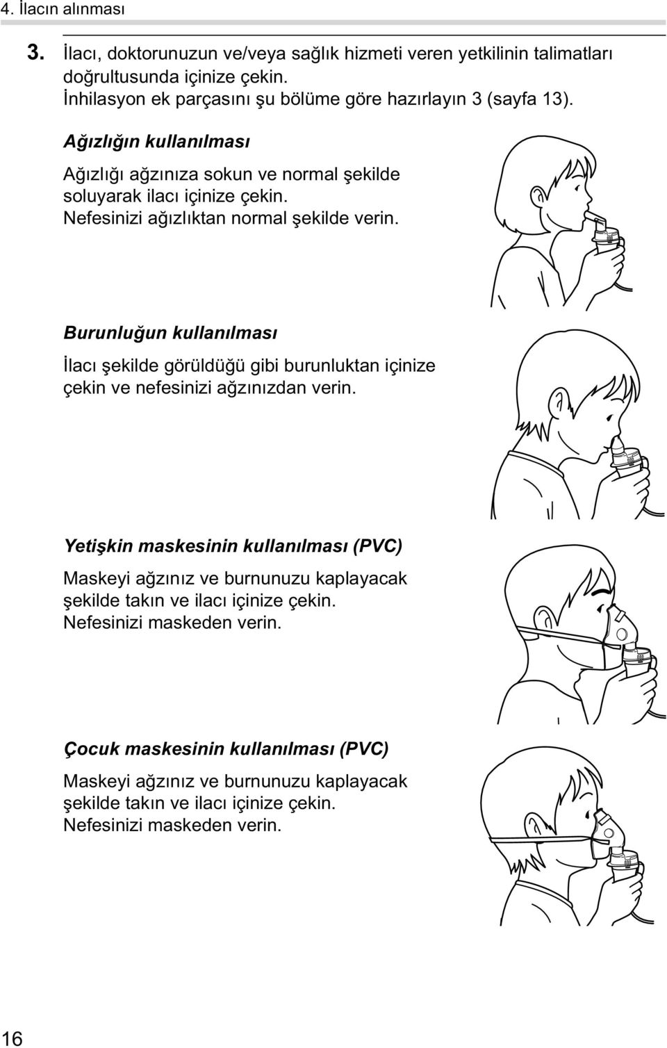 Nefesinizi a zl ktan normal ekilde verin. Burunlu un kullan lmas lac ekilde görüldü ü gibi burunluktan içinize çekin ve nefesinizi a z n zdan verin.