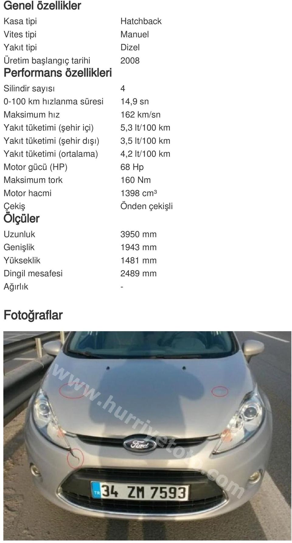 tüketimi (ortalama) Motor gücü (HP) Maksimum tork Motor hacmi Çekiş Ölçüler Uzunluk Genişlik Yükseklik Dingil mesafesi Ağırlık