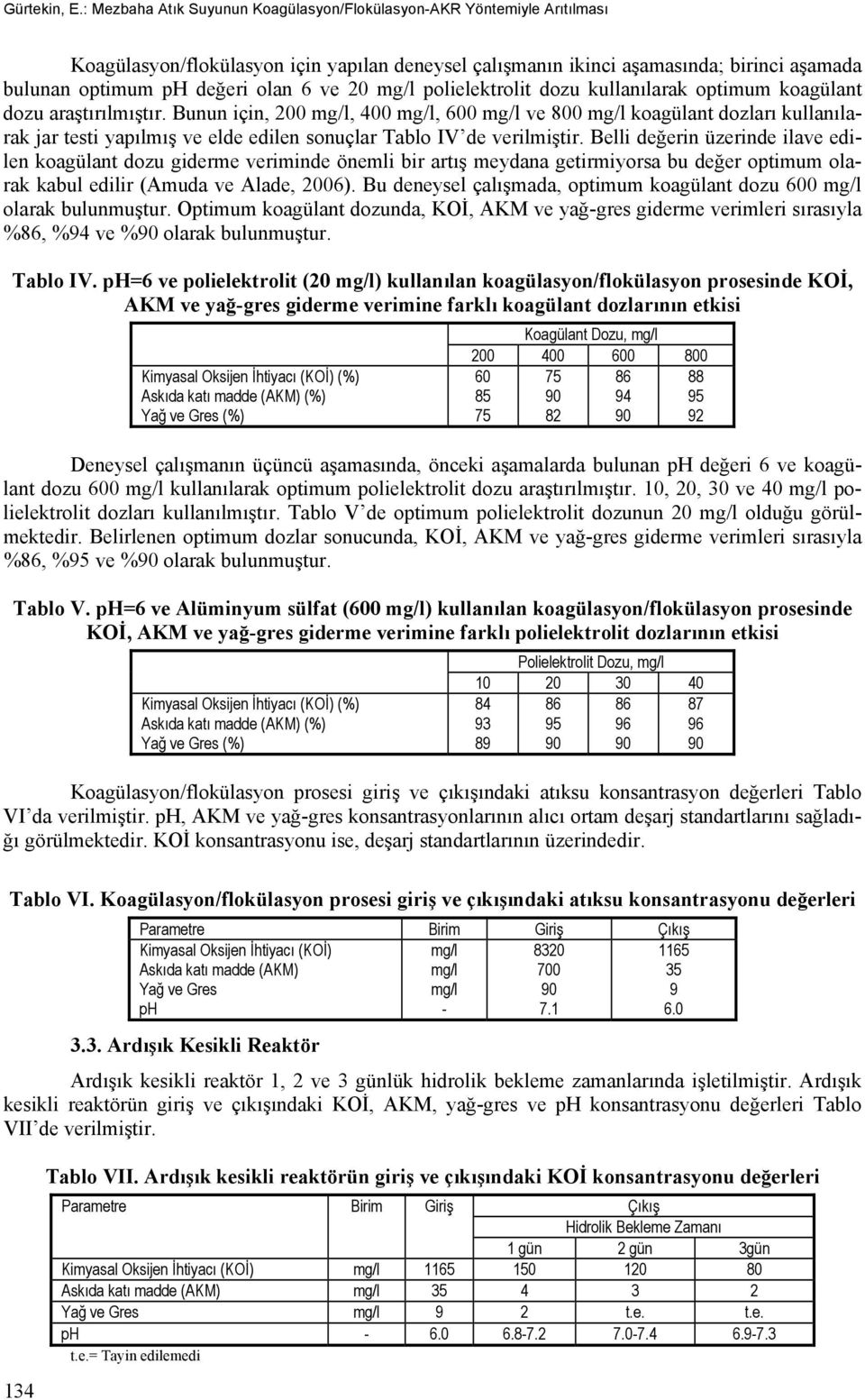 20 polielektrolit dozu kullanılarak optimum koagülant dozu araştırılmıştır.