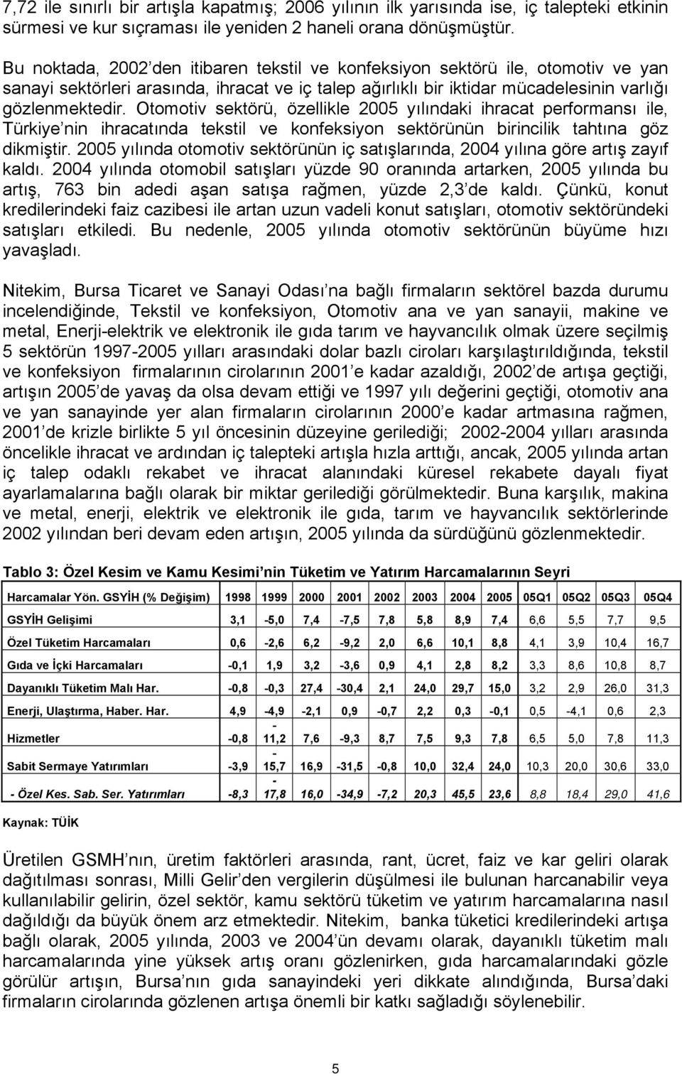 Otomotiv sektörü, özellikle 2005 yılındaki ihracat performansı ile, Türkiye nin ihracatında tekstil ve konfeksiyon sektörünün birincilik tahtına göz dikmiştir.