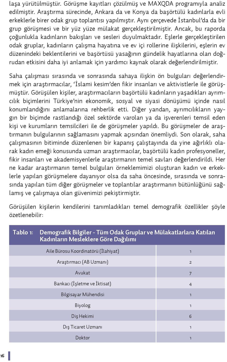 Aynı çerçevede İstanbul da da bir grup görüşmesi ve bir yüz yüze mülakat gerçekleştirilmiştir. Ancak, bu raporda çoğunlukla kadınların bakışları ve sesleri duyulmaktadır.