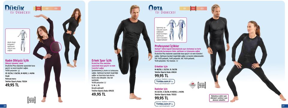 f XS /, S 6/8, M 0/, L /6 Patlıcan moru Telefon Sipariş Kodu: 70 9,9 TL Functional SEAM LESS Erkek Spor İçlik DryActive Plus malzeme sayesinde hava geçirir ve nem transferi sağlar Şardonlanmış iç