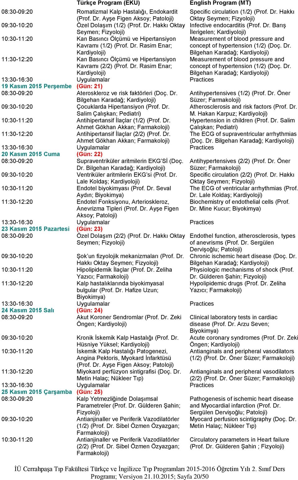 Dr. Bilgehan Karadağ; Kardiyoloji) 11:30-12:20 Kan Basıncı Ölçümü ve Hipertansiyon Kavramı (2/2) (Prof. Dr.