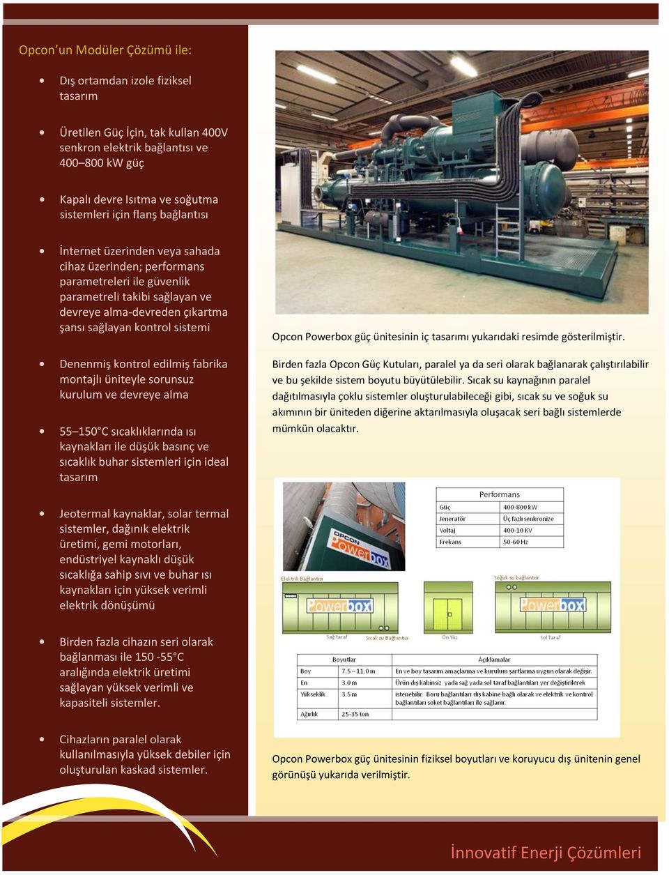 kontrol edilmiş fabrika montajlı üniteyle sorunsuz kurulum ve devreye alma 55 150 C sıcaklıklarında ısı kaynakları ile düşük basınç ve sıcaklık buhar sistemleri için ideal tasarım Opcon Powerbox güç
