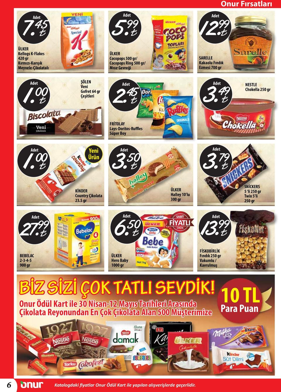 79 KİNDER Country Çikolata 23.5 gr ÜLKER Halley 10 lu 300 gr SNİCKERS 5 li 250 gr Twix 5 li 250 gr 27. 6. 50 ÜRÜN 13.