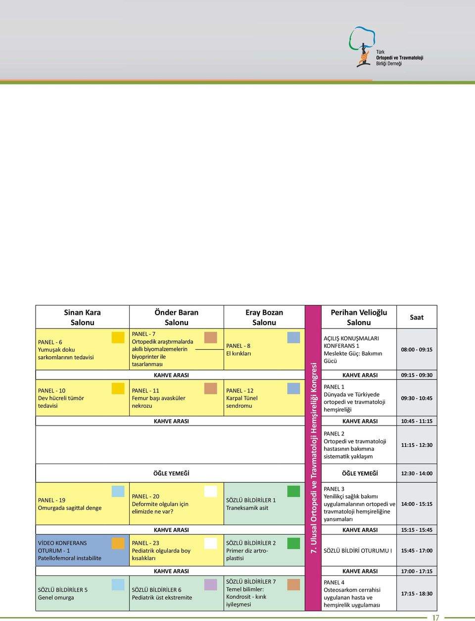 Ulusal Ortopedi ve Travmatoloji Hemşireliği Kongresi Perihan Velioğlu Salonu AÇILIŞ KONUŞMALARI KONFERANS 1 Meslekte Güç: Bakımın Gücü Saat 08:00-09:15 KAHVE ARASI KAHVE ARASI 09:15-09:30 PANEL - 11