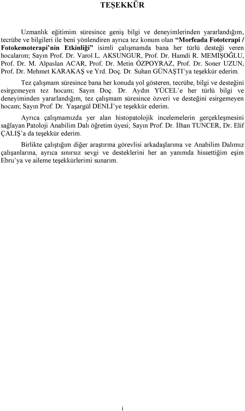 Dr. Mehmet KARAKAġ ve Yrd. Doç. Dr. Suhan GÜNAġTI ya teģekkür ederim. Tez çalıģmam süresince bana her konuda yol gösteren, tecrübe, bilgi ve desteğini esirgemeyen tez hocam; Sayın Doç. Dr. Aydın YÜCEL e her türlü bilgi ve deneyiminden yararlandığım, tez çalıģmam süresince özveri ve desteğini esirgemeyen hocam; Sayın Prof.