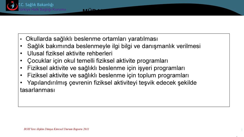 Fiziksel aktivite ve sağlıklı beslenme için işyeri programları Fiziksel aktivite ve sağlıklı beslenme için toplum