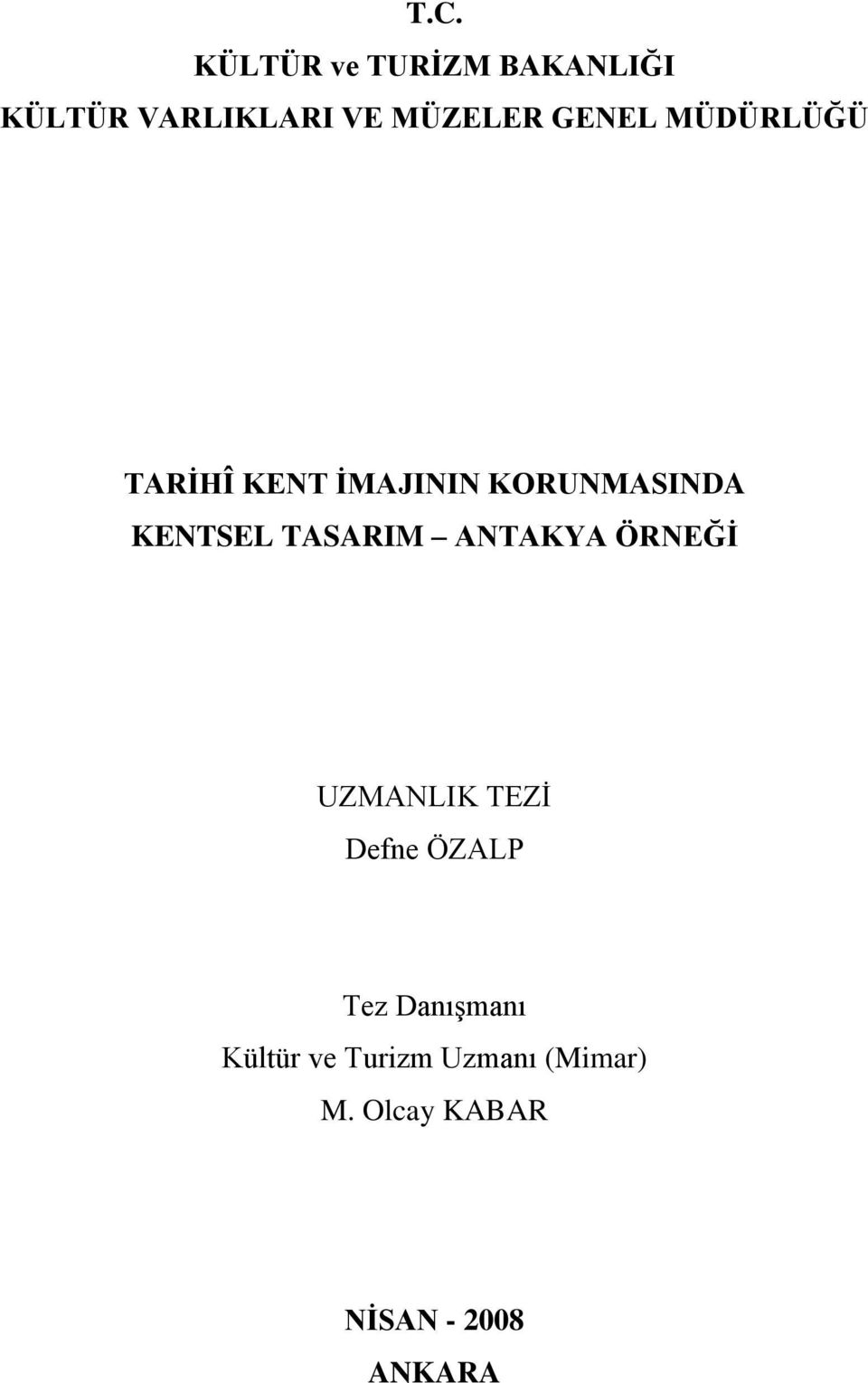 TASARIM ANTAKYA ÖRNEĞİ UZMANLIK TEZİ Defne ÖZALP Tez