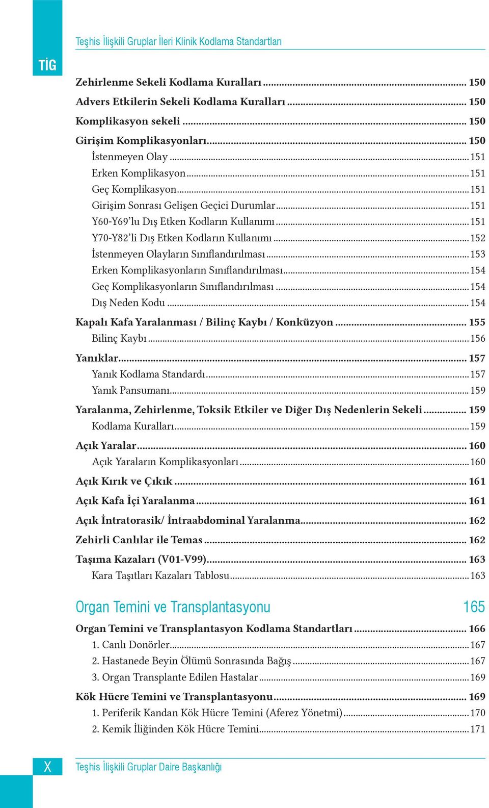 ..151 Y70-Y82 li Dış Etken Kodların Kullanımı...152 İstenmeyen Olayların Sınıflandırılması...153 Erken Komplikasyonların Sınıflandırılması...154 Geç Komplikasyonların Sınıflandırılması.