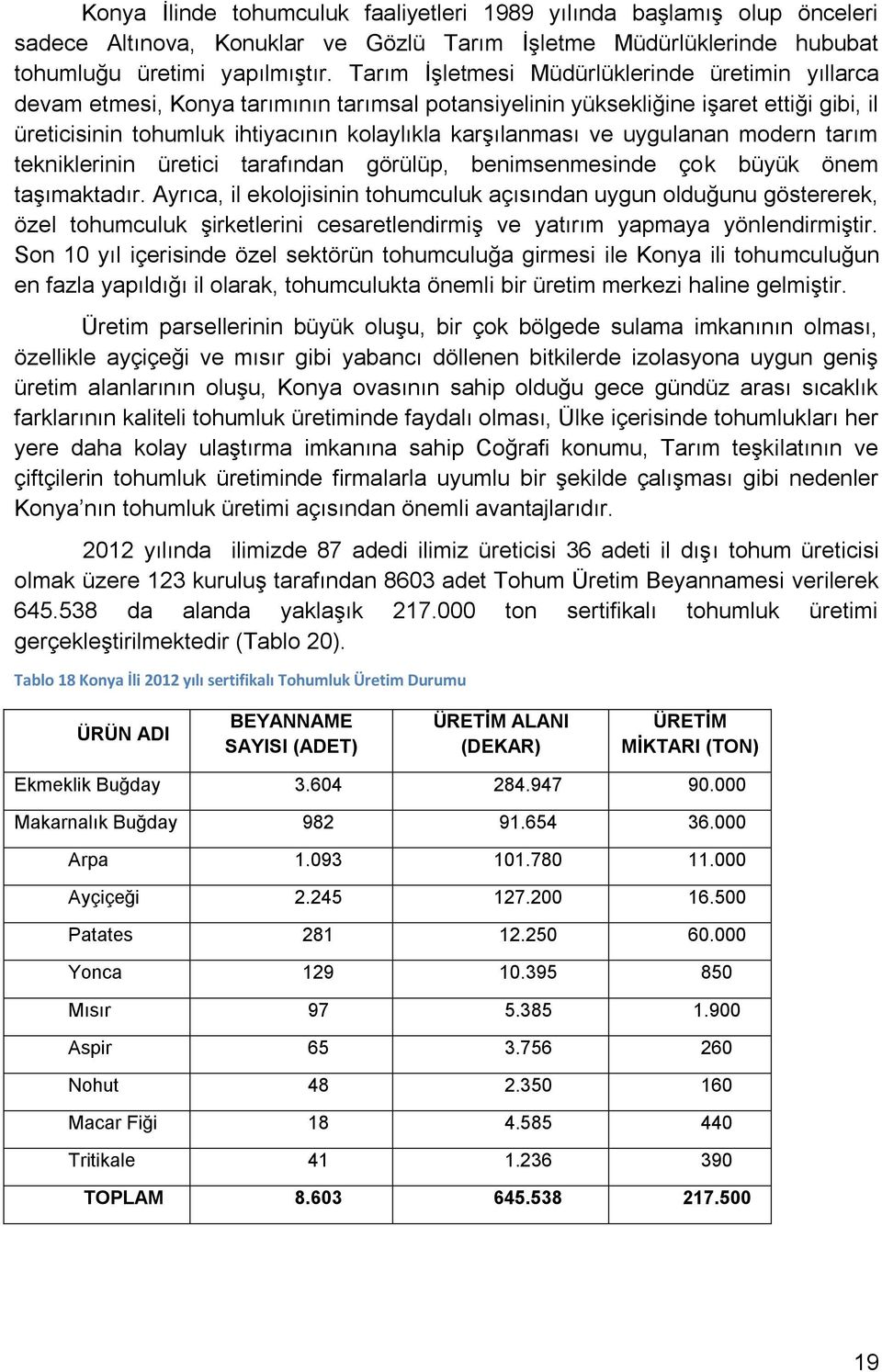 ve uygulanan modern tarım tekniklerinin üretici tarafından görülüp, benimsenmesinde çok büyük önem taşımaktadır.