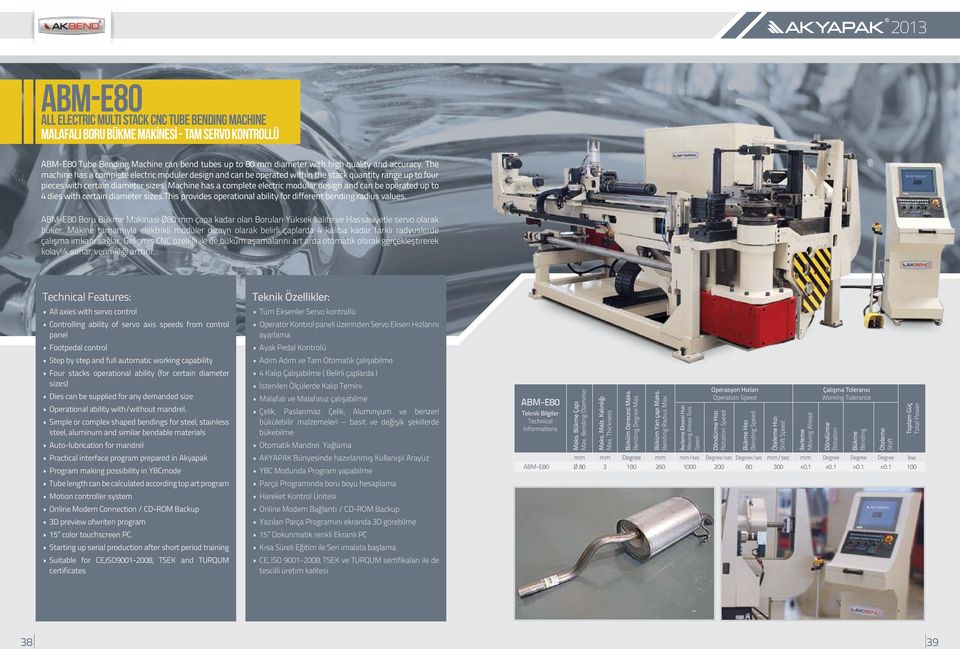 Machine has a complete electric modular design and can be operated up to 4 dies with certain diameter sizes.this provides operational ability for different bending radius values.