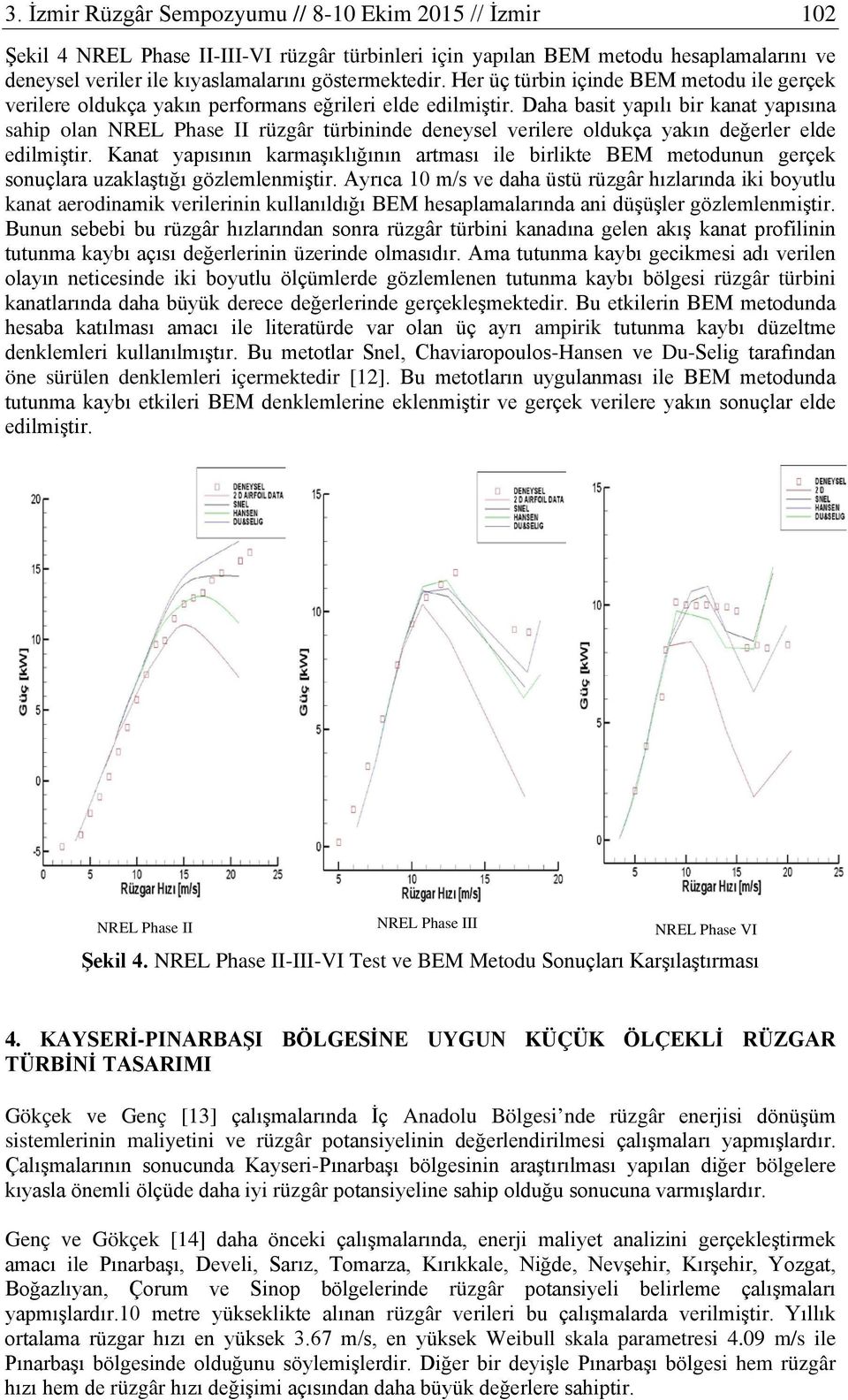 Daha basit yapılı bir kanat yapısına sahip olan NREL Phase II rüzgâr türbininde deneysel verilere oldukça yakın değerler elde edilmiştir.