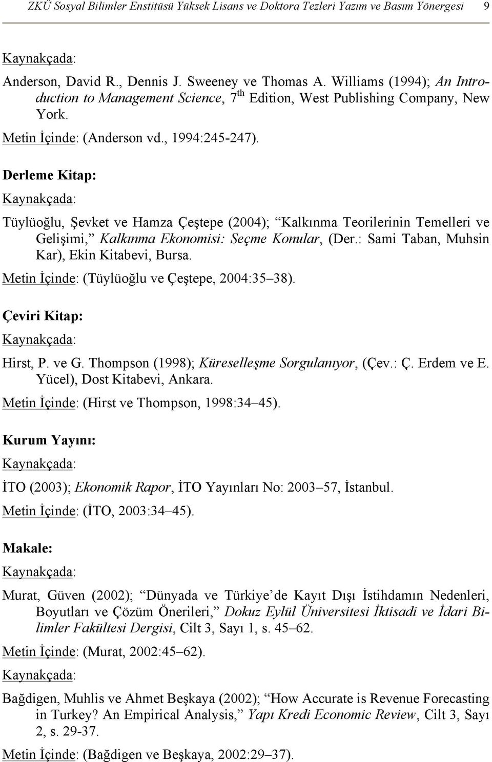 Derleme Kitap: Tüylüoğlu, Şevket ve Hamza Çeştepe (2004); Kalkınma Teorilerinin Temelleri ve Gelişimi, Kalkınma Ekonomisi: Seçme Konular, (Der.: Sami Taban, Muhsin Kar), Ekin Kitabevi, Bursa.