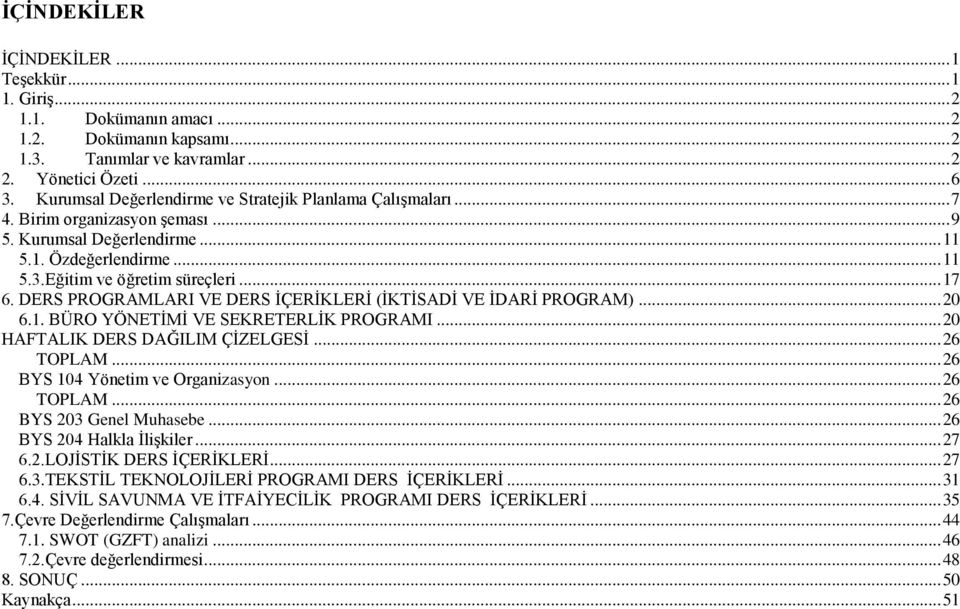 DERS PROGRAMLARI VE DERS ĠÇERĠKLERĠ (ĠKTĠSADĠ VE ĠDARĠ PROGRAM)... 0 6.1. BÜRO YÖNETĠMĠ VE SEKRETERLĠK PROGRAMI... 0 HAFTALIK DERS DAĞILIM ÇĠZELGESĠ... 6 TOPLAM... 6 BYS 104 Yönetim ve Organizasyon.