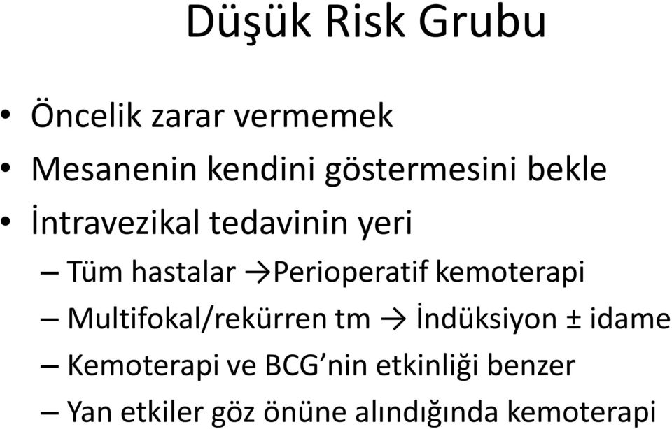 Perioperatif kemoterapi Multifokal/rekürren tm İndüksiyon ± idame