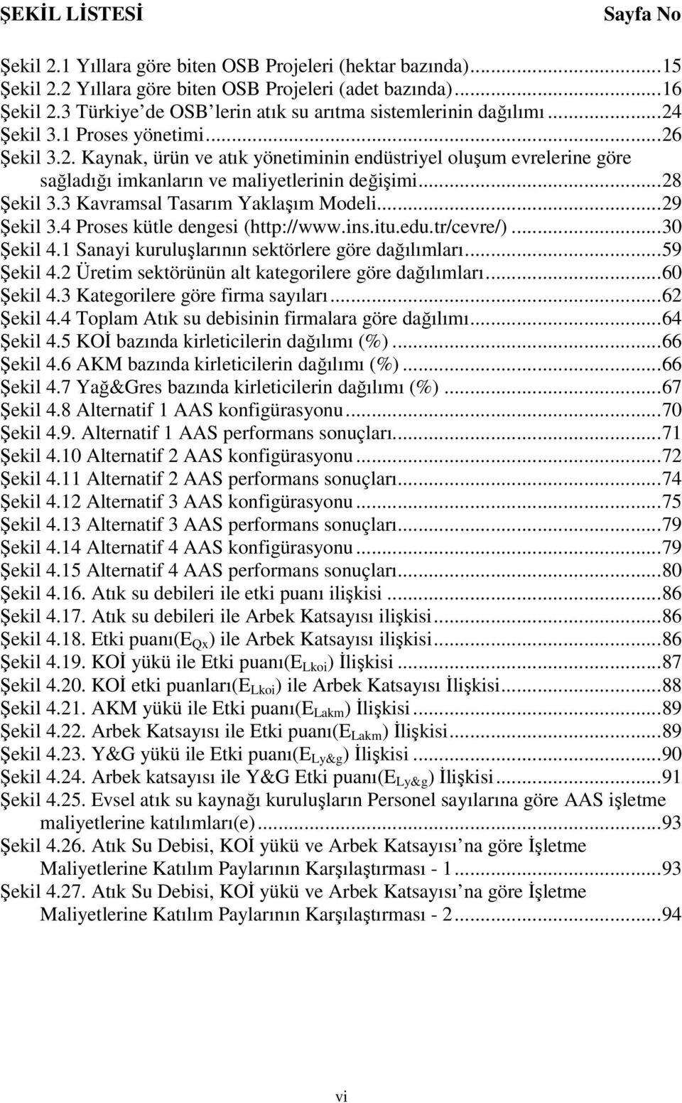 ..28 Şekil 3.3 Kavramsal Tasarım Yaklaşım Modeli...29 Şekil 3.4 Proses kütle dengesi (http://www.ins.itu.edu.tr/cevre/)...30 Şekil 4.1 Sanayi kuruluşlarının sektörlere göre dağılımları...59 Şekil 4.