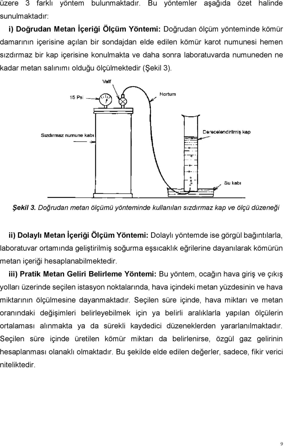 hemen sızdırmaz bir kap içerisine konulmakta ve daha sonra laboratuvarda numuneden ne kadar metan salınımı olduğu ölçülmektedir (Şekil 3). Şekil 3.