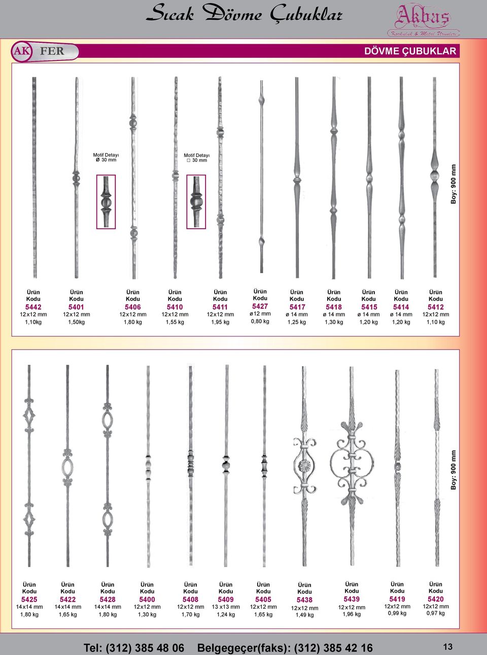 kg Boy: 900 5425 14x14 1,80 kg 5422 14x14 1,65 kg 5428 14x14 1,80 kg 5400 12x12 1,30 kg 5408 12x12 1,70 kg 5409 13 x13 1,24 kg 5405 12x12