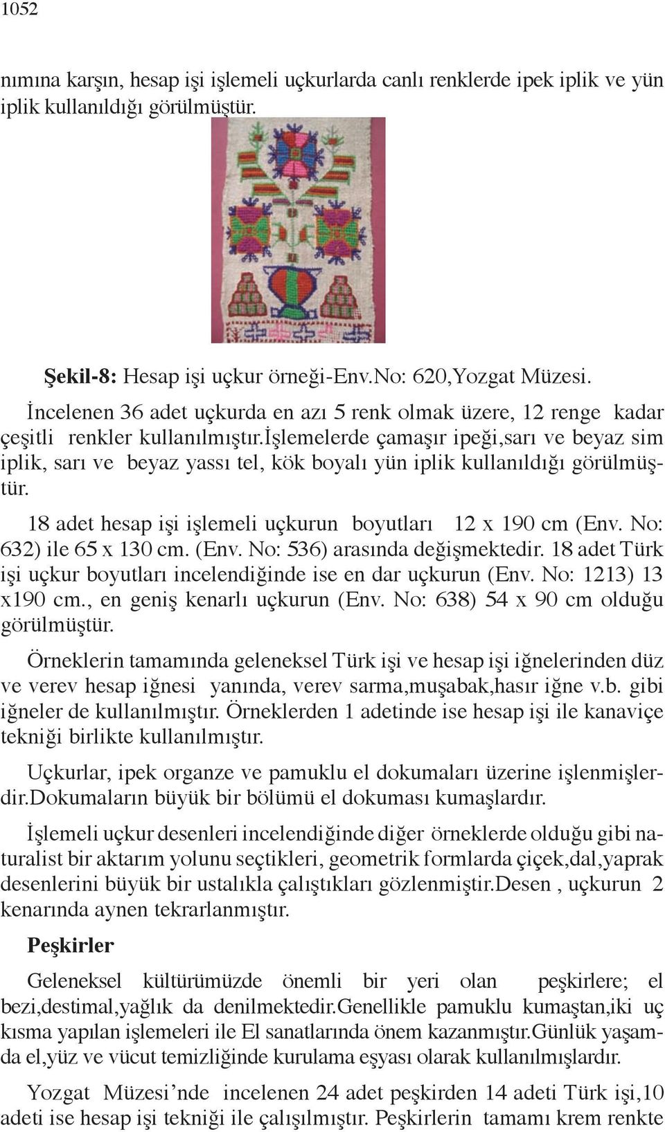 Müzesi. İncelenen 36 adet uçkurda en azı 5 renk olmak üzere,12 renge kadar çeşitli renkler İncelenen 36 adet en 5 renk olmak üzere, 12 renge kadar kullanılmıştır.