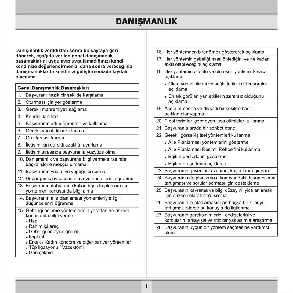 Kendini tanıtma 5. Başvuranın adını öğrenme ve kullanma 6. Gerekli vücut dilini kullanma 7. Göz teması kurma 8. İletişim için gerekli uzaklığı ayarlama 9.