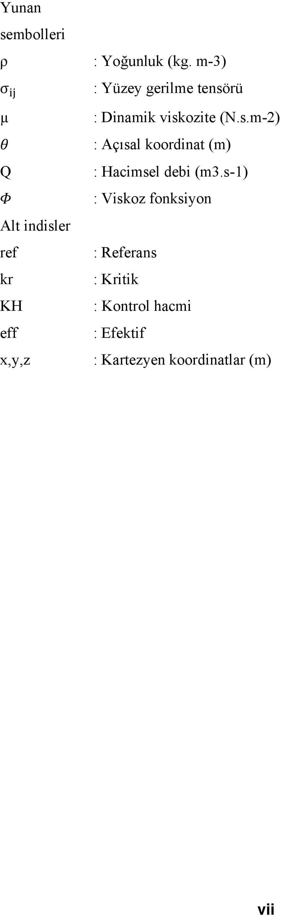 rü µ : Dinamik viskozite (N.s.m-2) : Açısal koordinat (m) Q : Hacimsel debi (m3.