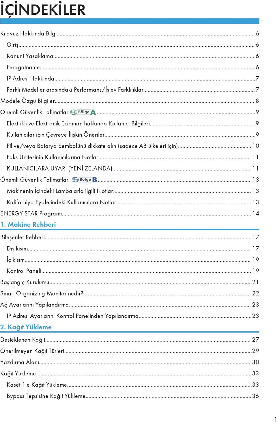 ..9 Pil ve/veya Batarya Sembolünü dikkate alın (sadece AB ülkeleri için)...10 Faks Ünitesinin Kullanıcılarına Notlar... 11 KULLANICILARA UYARI (YENİ ZELANDA)...11 Önemli Güvenlik Talimatları.