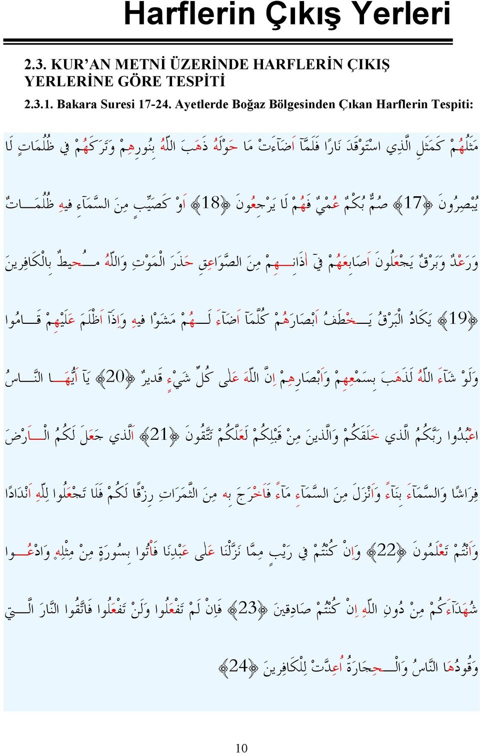 ع م ي ف ه م ل ا ي ر ج ع و ن 18 ا و ك ص ي ب م ن الس م ا ء فيه ظ ل م ا ت و ر ع د و ب ر ق ي ج ع ل ون ا ص اب ع ه م في ا ذ ان ه م م ن الص و اع ق ح ذ ر ال م و ت و الل ه مح يط ب ال ك اف رين 19 ي ك اد ال ب ر