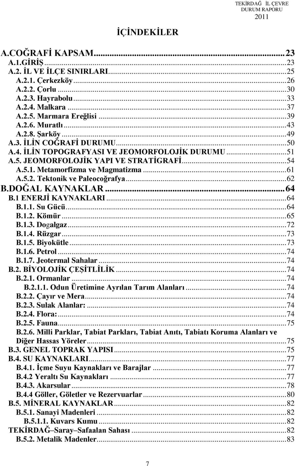 .. 61 A.5.2. Tektonik ve Paleocoğrafya... 62 B.DOĞAL KAYNAKLAR... 64 B.1 ENERJİ KAYNAKLARI... 64 B.1.1. Su Gücü... 64 B.1.2. Kömür... 65 B.1.3. Dogalgaz... 72 B.1.4. Rüzgar... 73 B.1.5. Biyokütle.